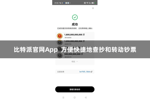 比特派官网App 方便快捷地查抄和转动钞票